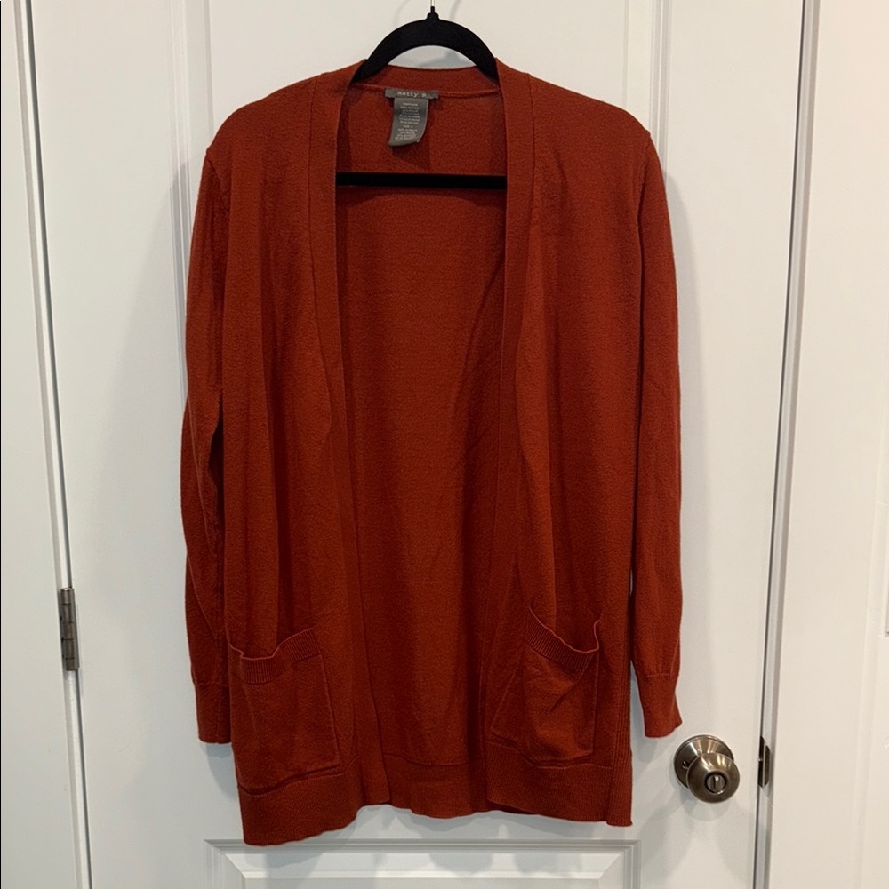 Matty M Burnt Orange Knit Cardigan Sweater Open Front